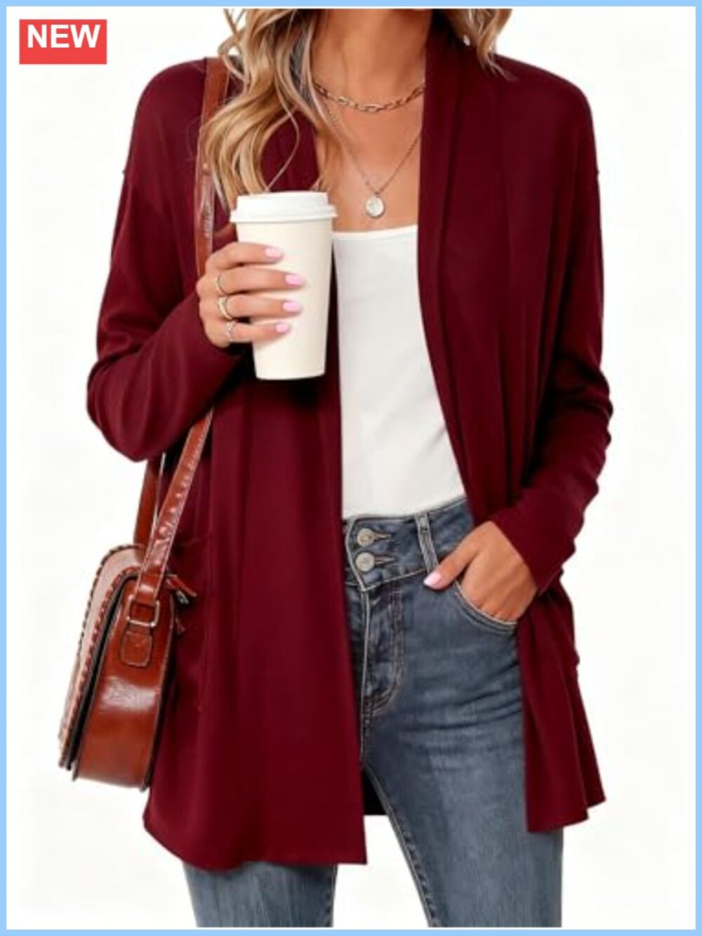 Lightweight Long Sleeve Open Front Cardigan Sweater with Pockets